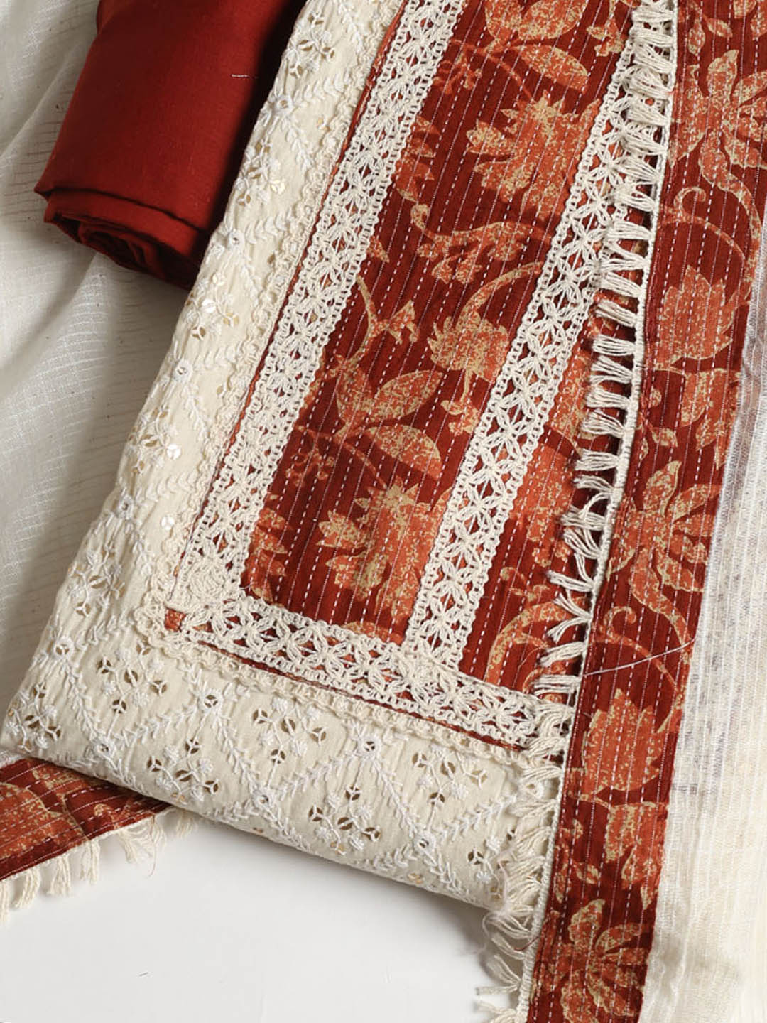 Embroidered Cotton Blend Unstitched Suit With Dupatta