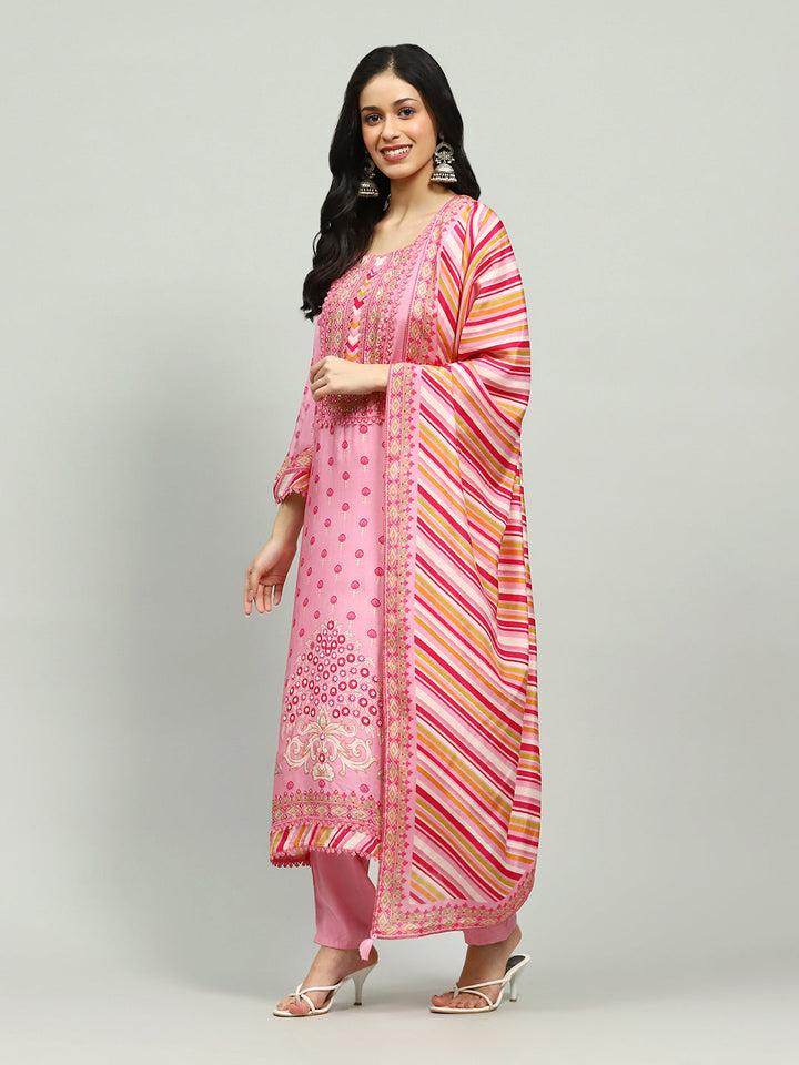Printed Muslin Kurta With Pants &amp; Dupatta