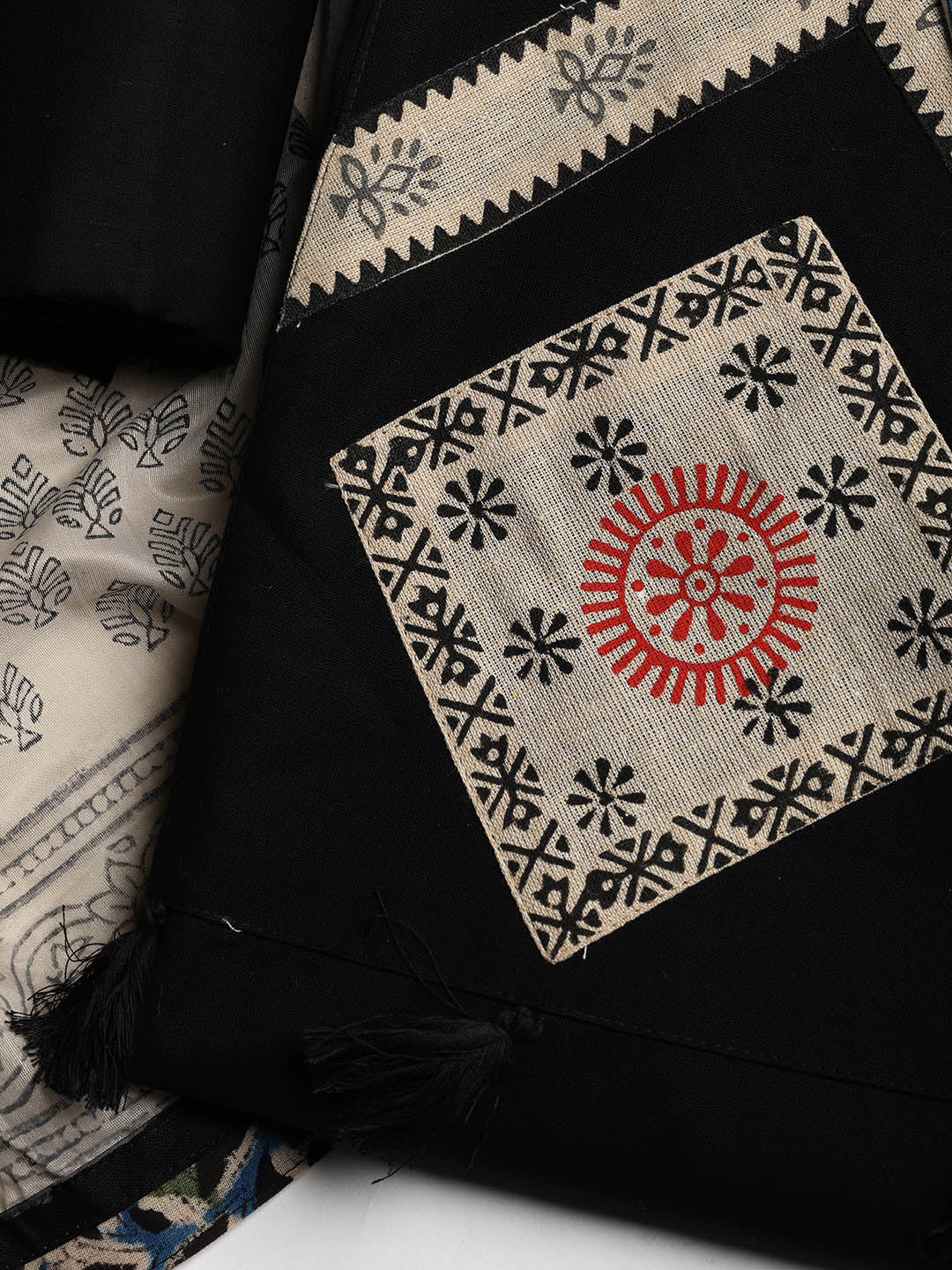 Neck Embroidered Cotton Blend Unstitched Suit With Dupatta