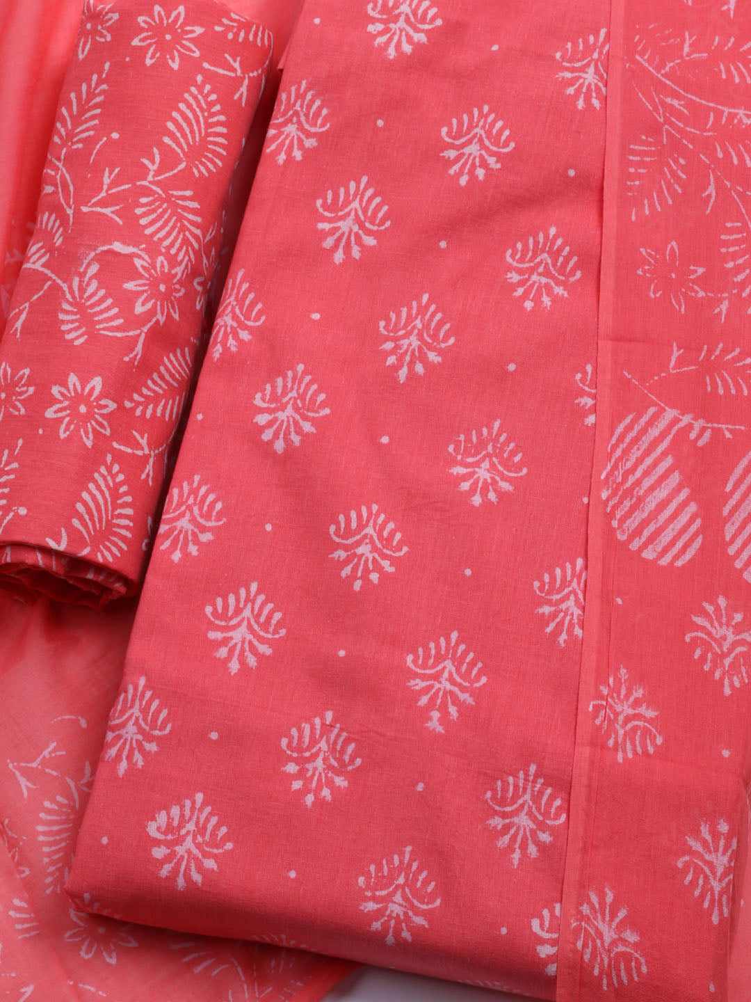 Printed Cotton Blend Unstitched Kurta With Pant &amp; Dupatta