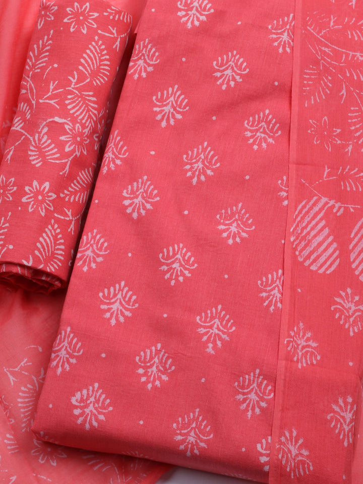 Printed Cotton Blend Unstitched Kurta With Pant &amp; Dupatta