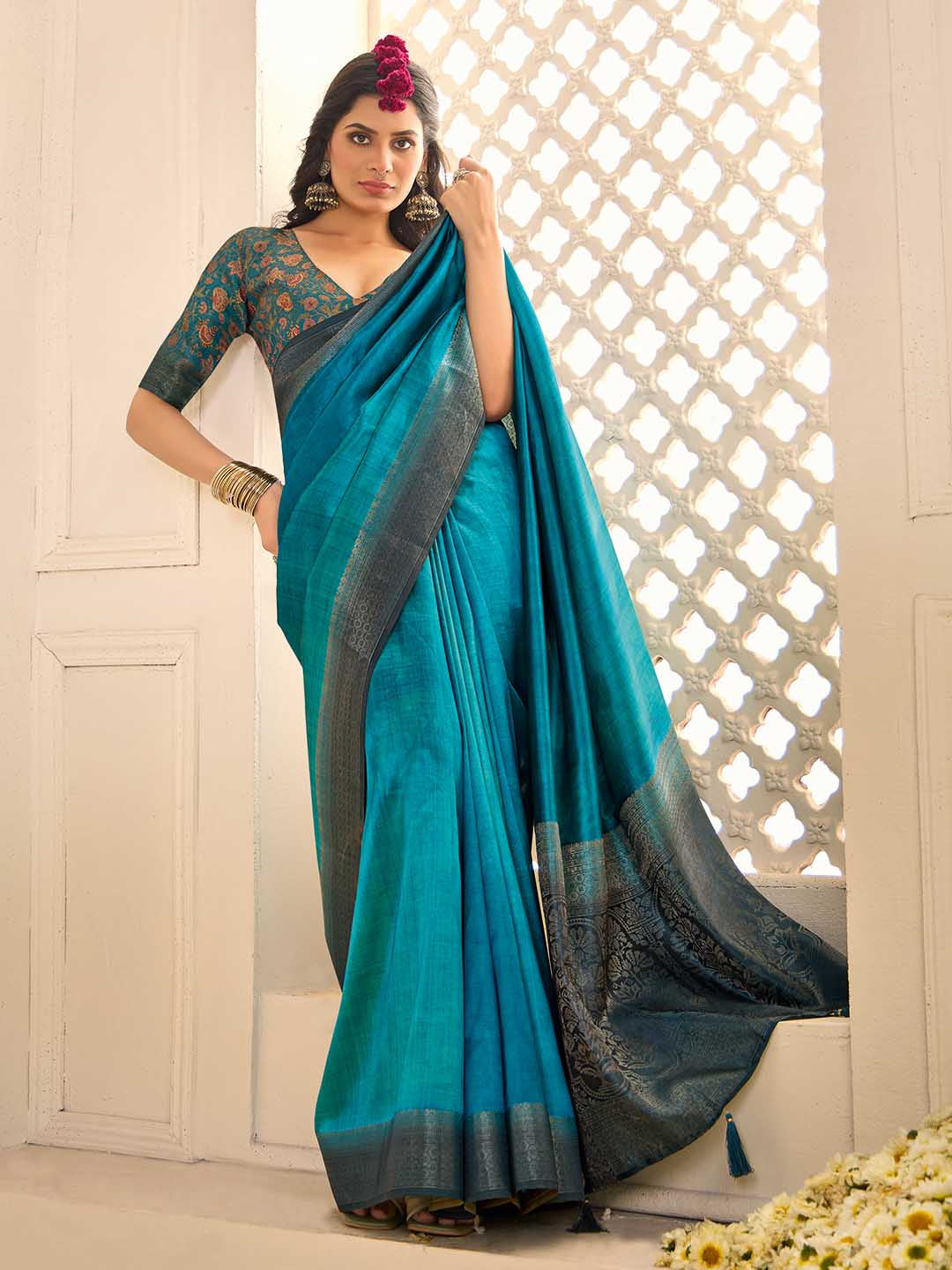 Zari Border Art Silk Saree