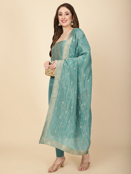 Woven Tissue Unstitched Suit Piece With Dupatta