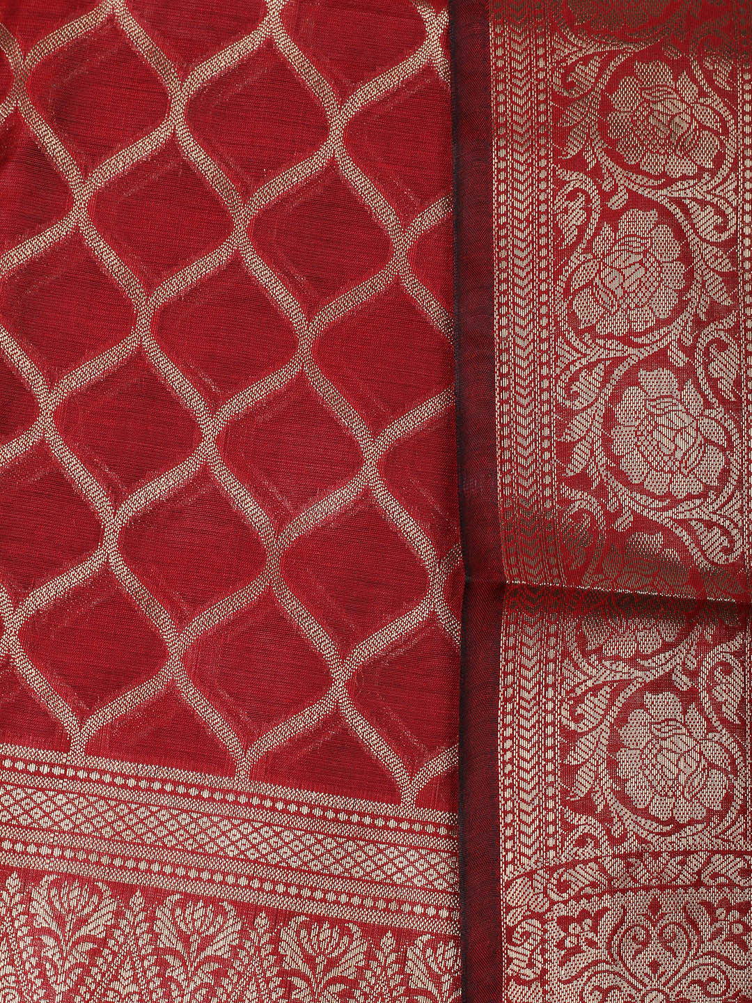 Woven Design Chanderi Unstitched Suit With Pant &amp; Dupatta