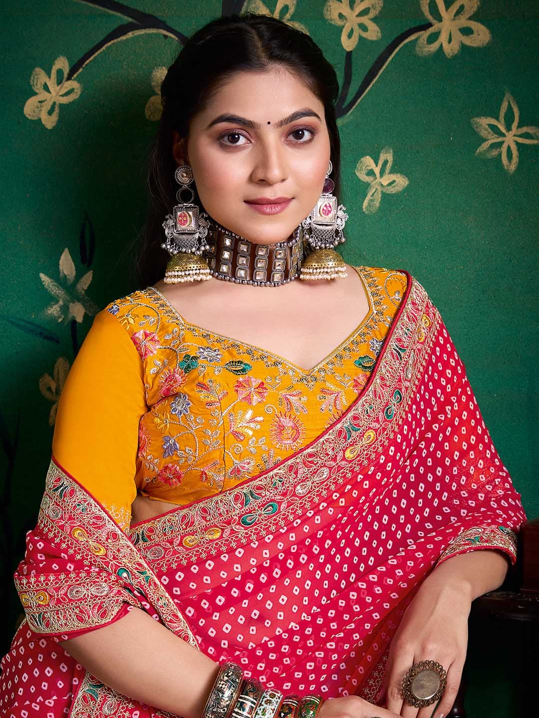 Bandhani Print Georgette Saree