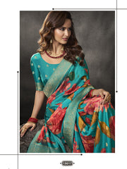 Floral Printed Dola Silk Saree