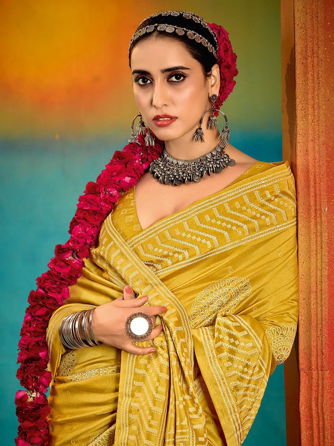 Abstract Print Art Silk Saree