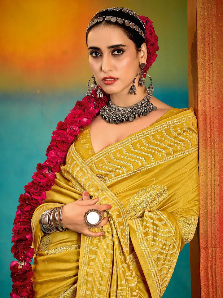 Abstract Print Art Silk Saree