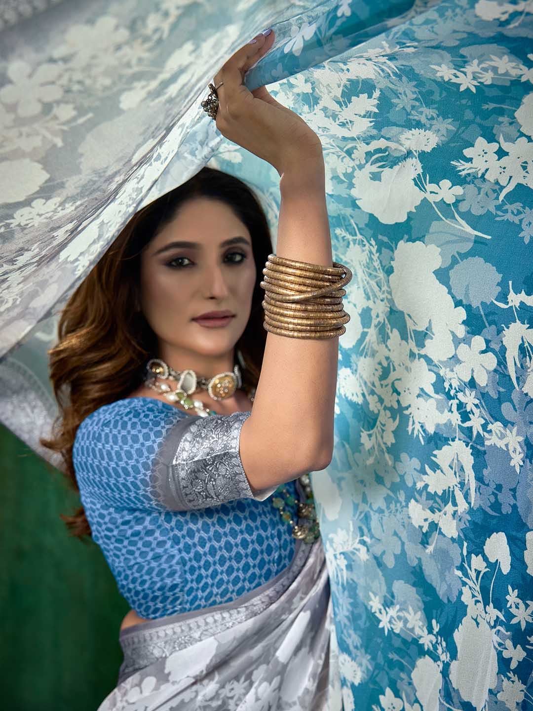 Abstract Print Georgette Saree