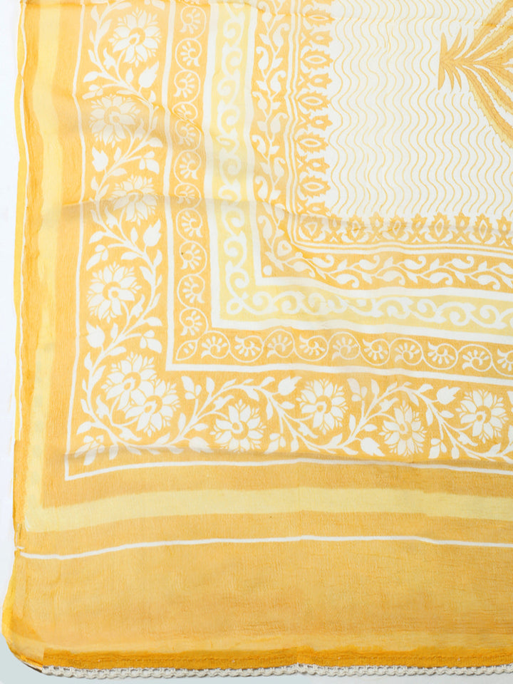 Embroidered Cotton Blend Unstitched Suit With Pant &amp; Dupatta