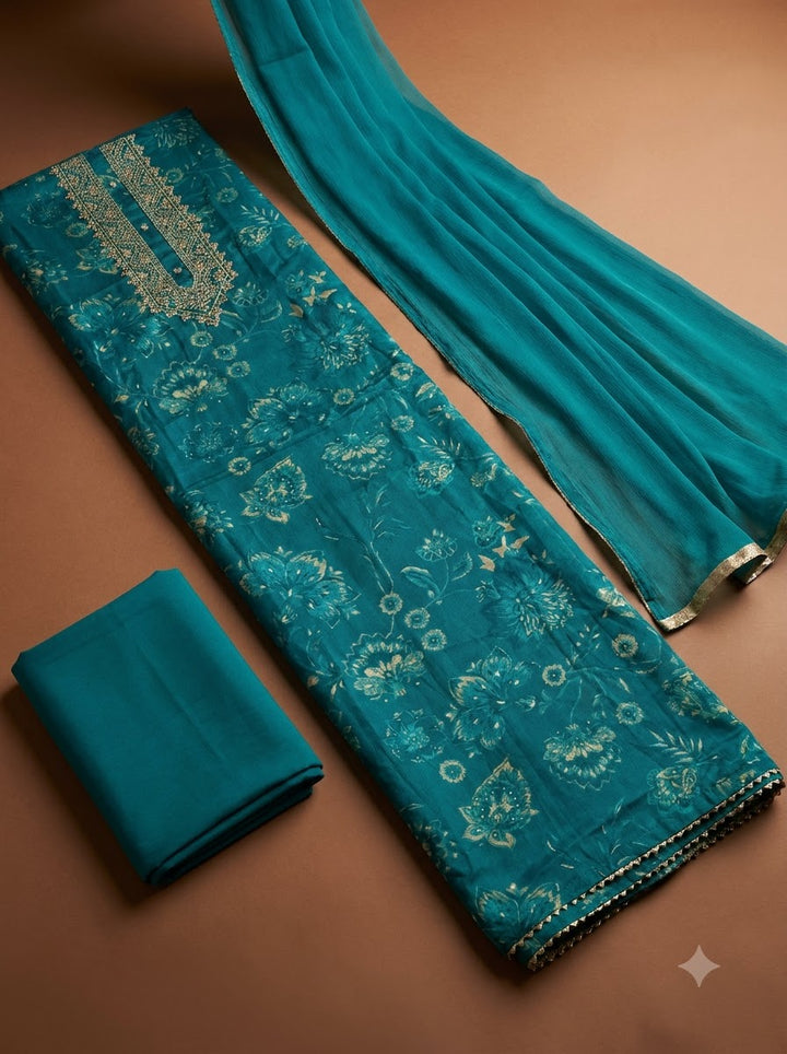 Firozee Cotton Blend Embroidered Unstitched Dress Material