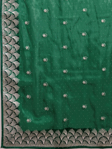 Stone Embroidery Organza Handloom Saree