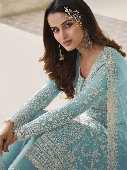 Resham Stone Work Semi Stitched Suit