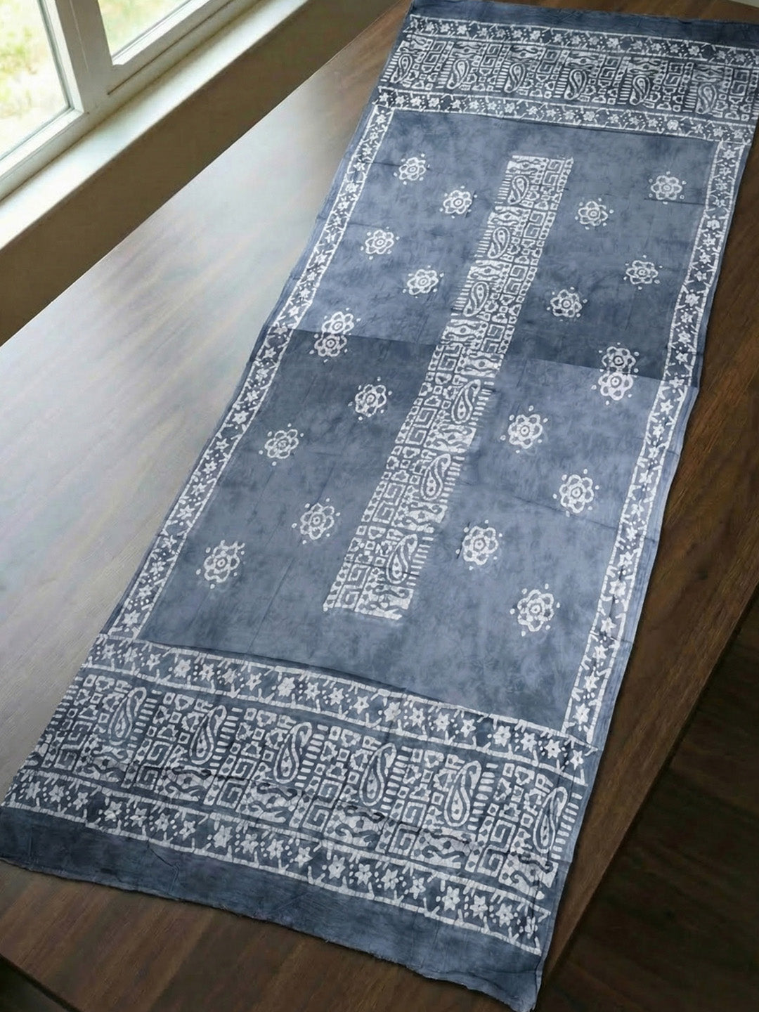 Embroidered Cotton Blend Unstitched Suit With Pant &amp; Dupatta