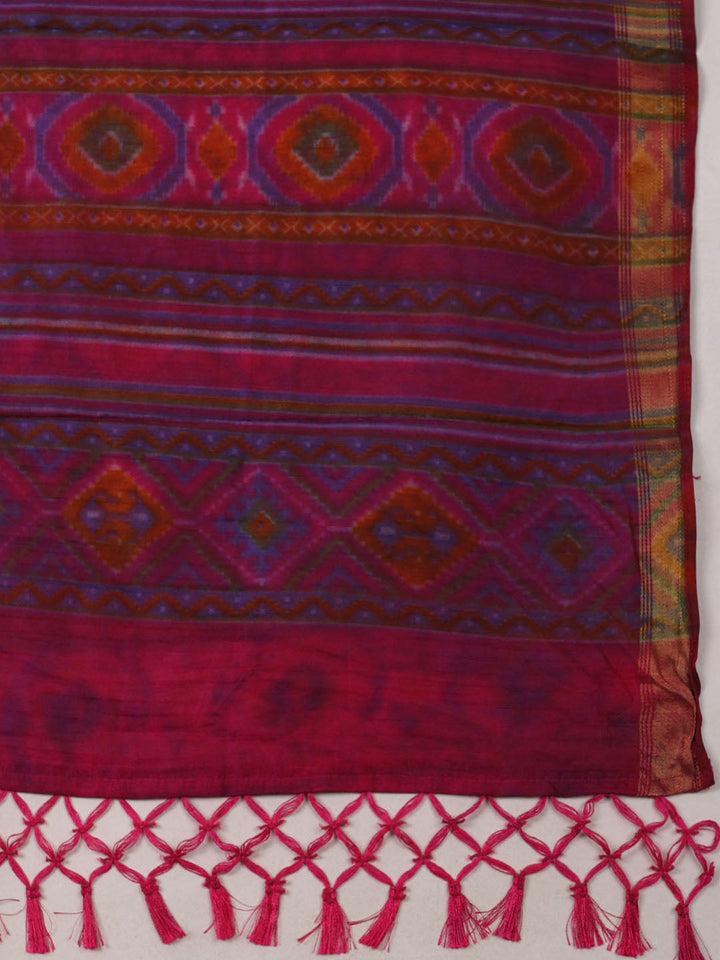 Woven Design Art Silk Unstitched Suit With Pant Dupatta