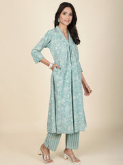 Floral Printed Cotton Kurta With Pants