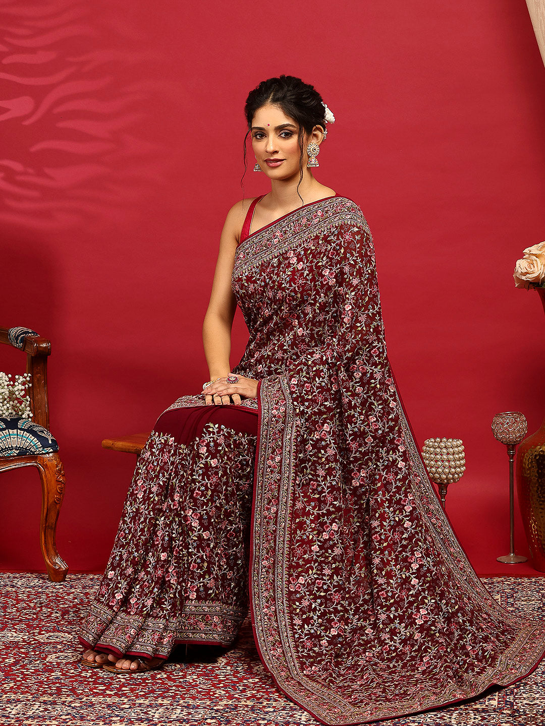 Embroidered Georgette Saree