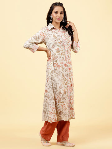 Printed Cotton Kurta With Pants