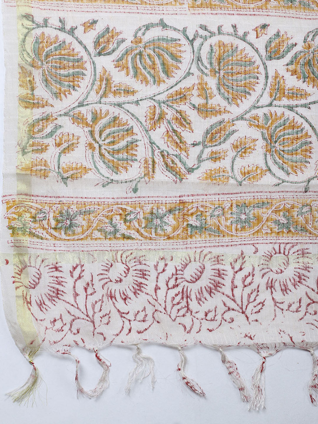 Printed Cotton Blend Unstitched Suit With Pant &amp; Dupatta
