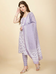 Printed Cotton Unstitched Suit Piece With Dupatta