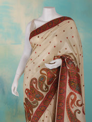 Printed Dola Silk Beige Saree