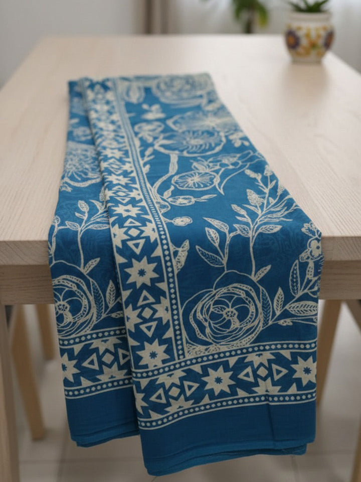 Printed Cotton Blend Unstitched Suit With Pant &amp; Dupatta