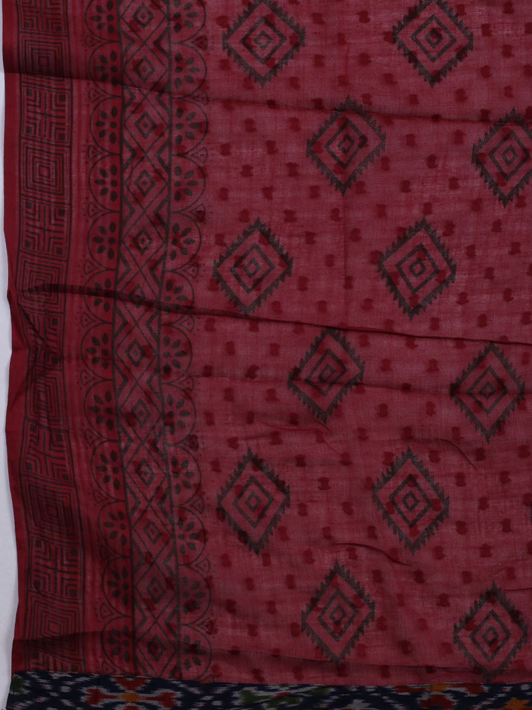 Patch Neck Cotton Blend Unstitched Suit With Dupatta