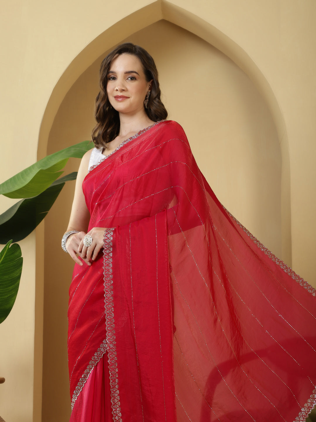 Sequence Work Satin Saree