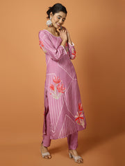 Printed Muslin Kurta With Pants & Dupatta