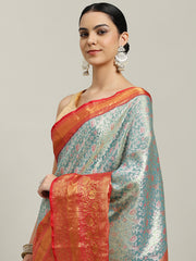 Woven Brodcade Zari Jaal Art Silk Saree