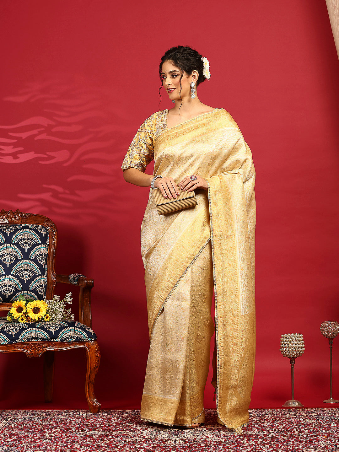 Embroidered Dola Silk Saree