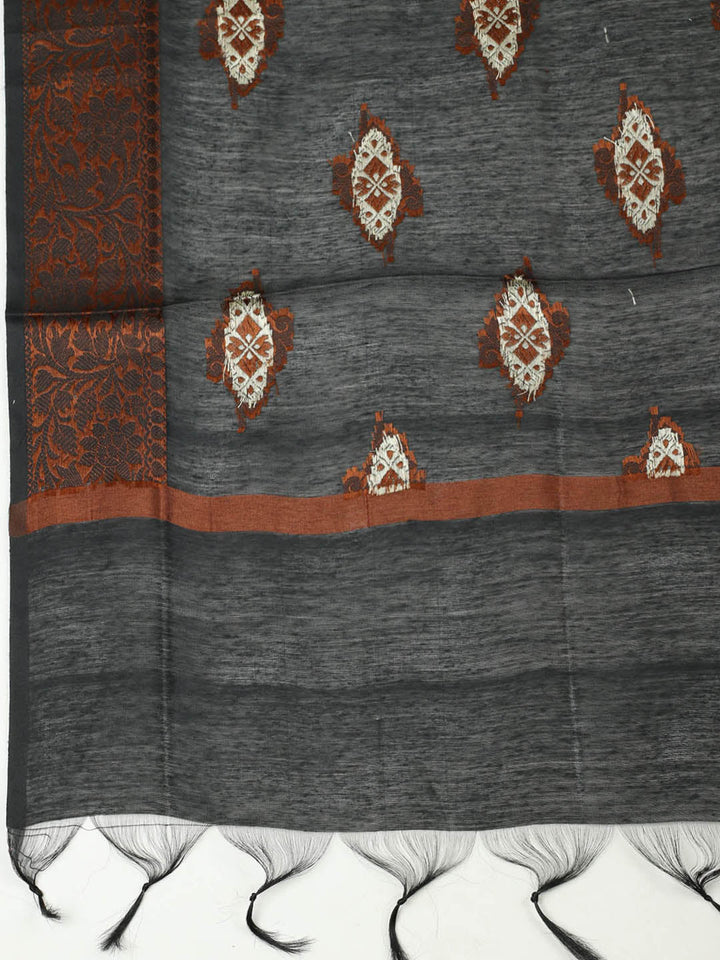 Woven Design Chanderi Unstitched Suit With Pant &amp; Dupatta