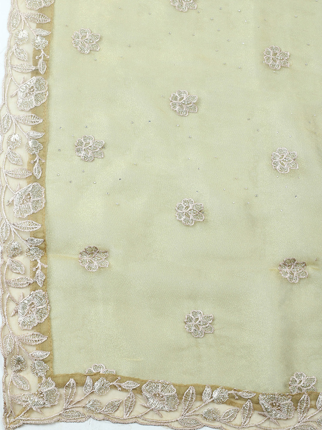 Embroidered Tissue Unstitched Suit With Pant &amp; Dupatta