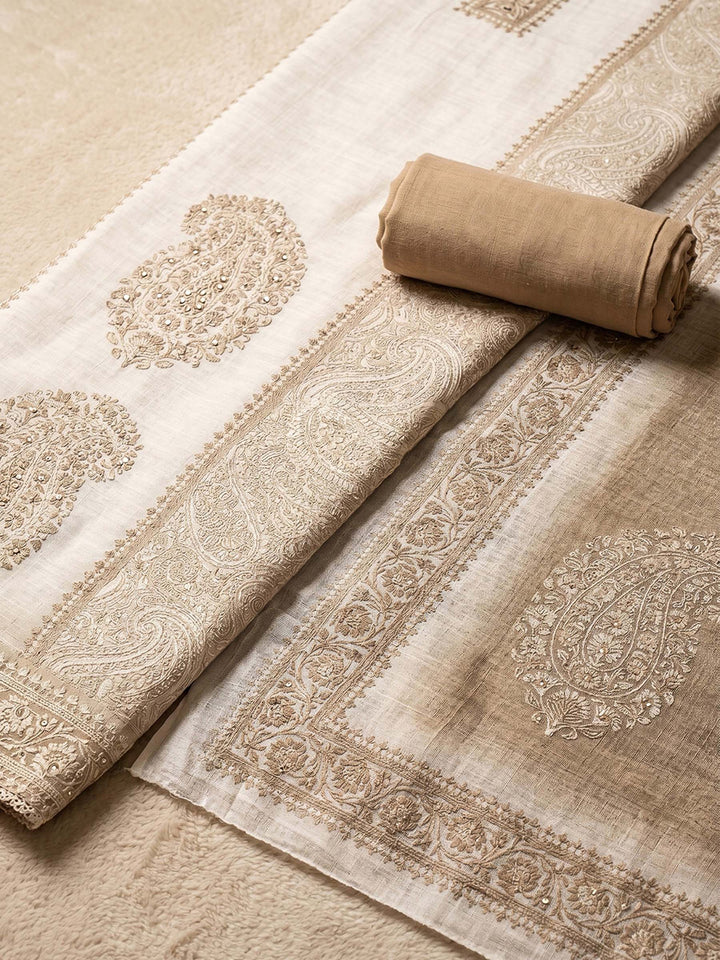 Printed Cotton Blend Unstitched Suit With Dupatta
