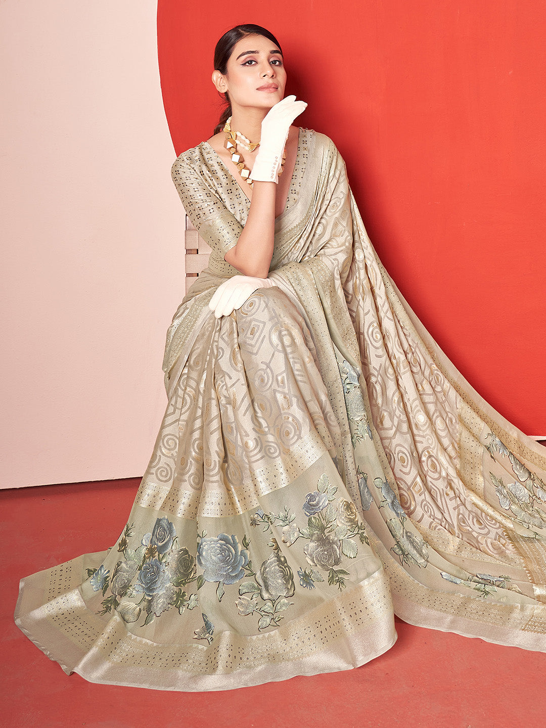Zari Border Georgette Saree