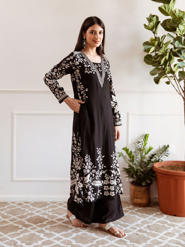 Floral Printed Cotton Kurta With Palazzo