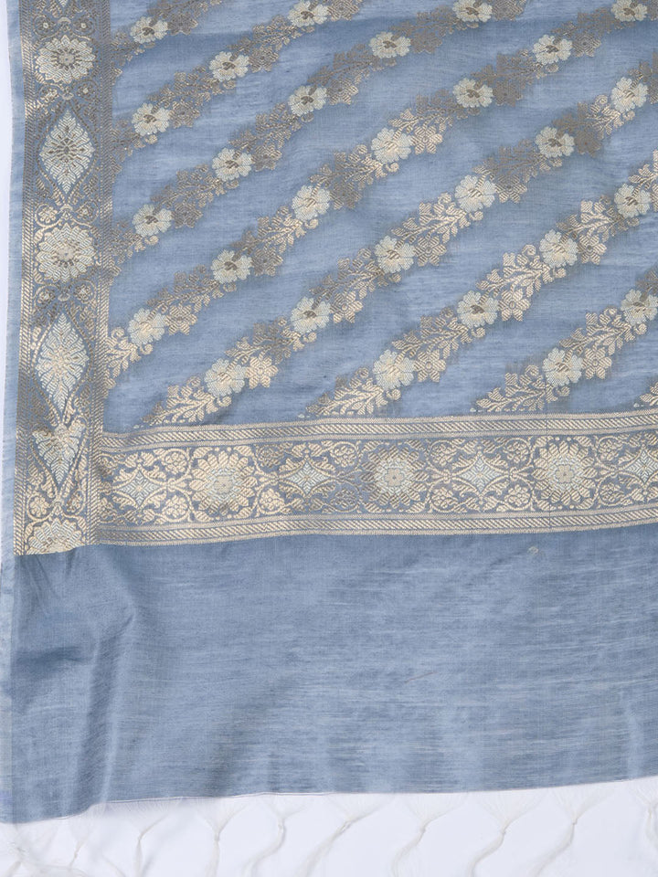 Woven Chanderi Unstitched Suit With Dupatta