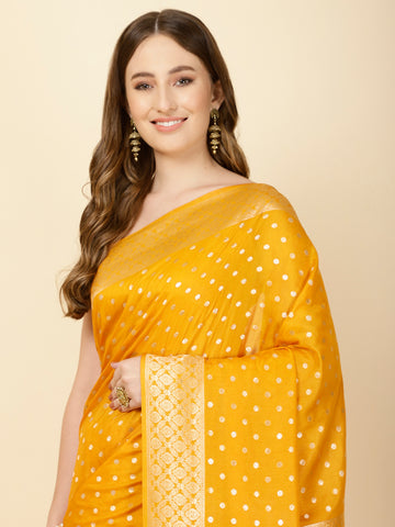 Zari Border Booti Woven Crepe Saree