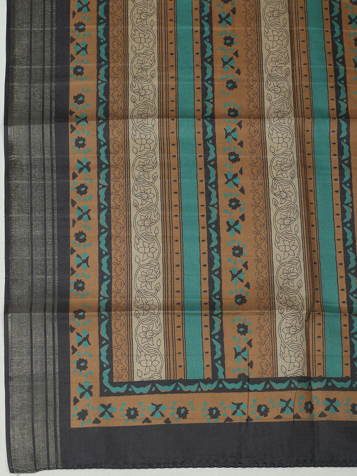 Embroidered Chanderi Unstitched Suit With Pant &amp; Dupatta
