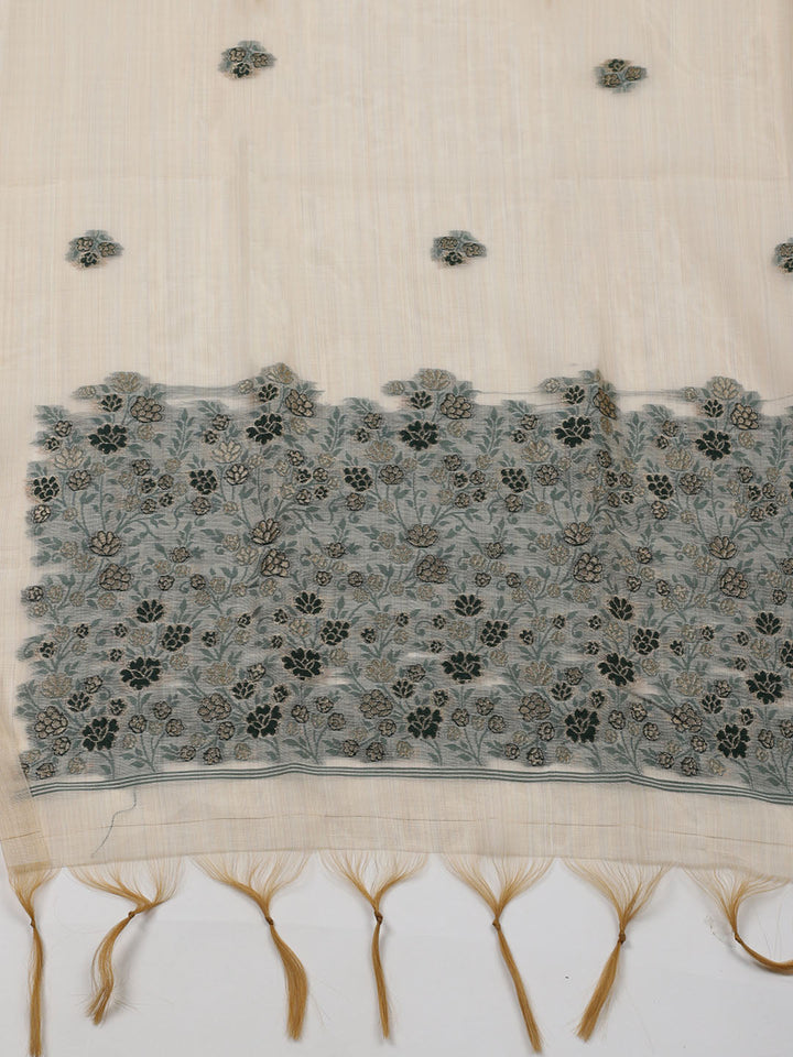 Woven Design Chanderi Unstitched Suit With Dupatta