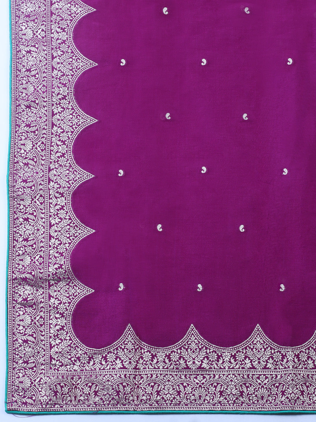 Embroidered Chanderi Unstitched Suit With Pant &amp; Dupatta