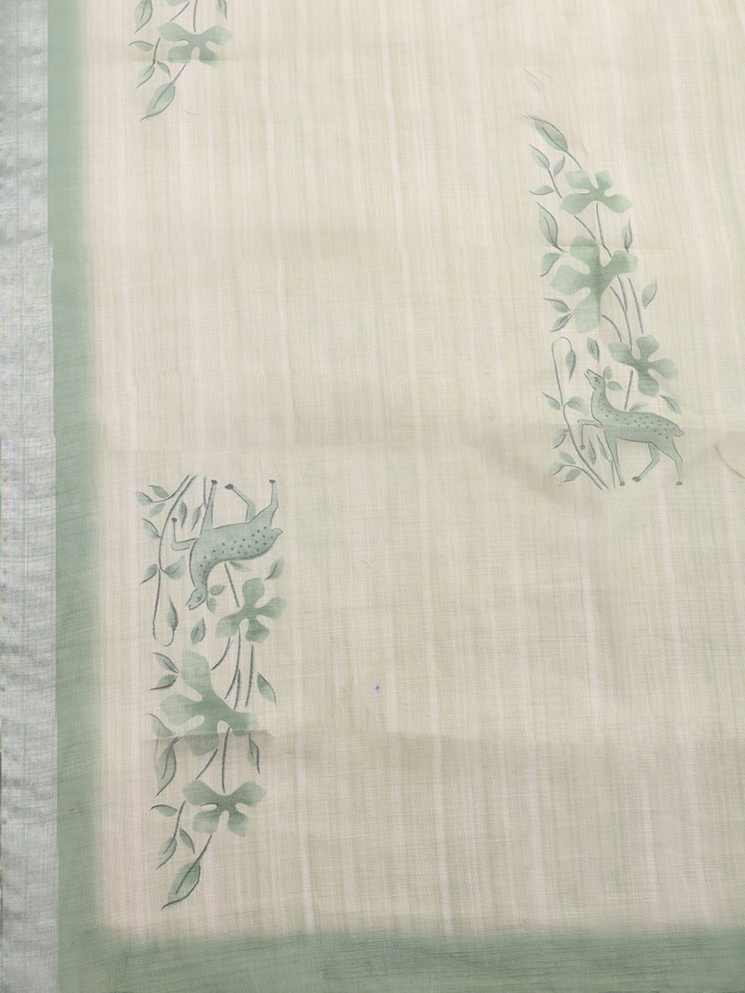Printed Linen Blend Unstitched Suit With Pant &amp; Dupatta