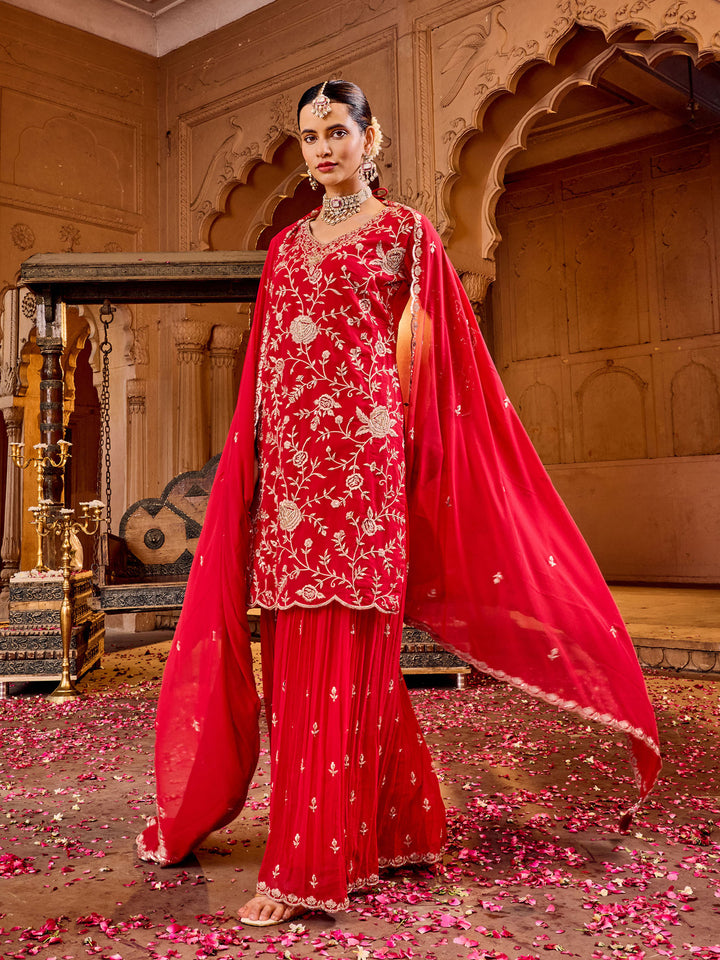 Rani Georgette Kurta With Pant &amp; Dupatta