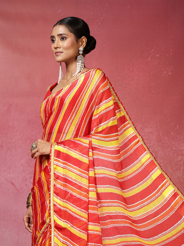 Sequence Printed Chiffon Saree