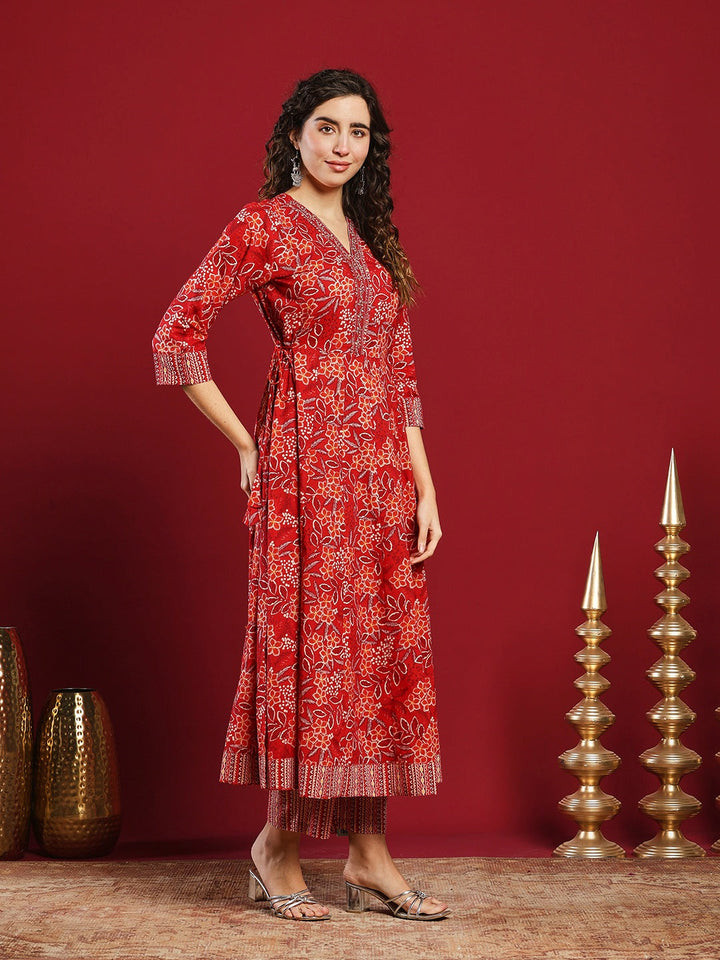 Printed Cotton Kurta With Pant &amp; Dupatta