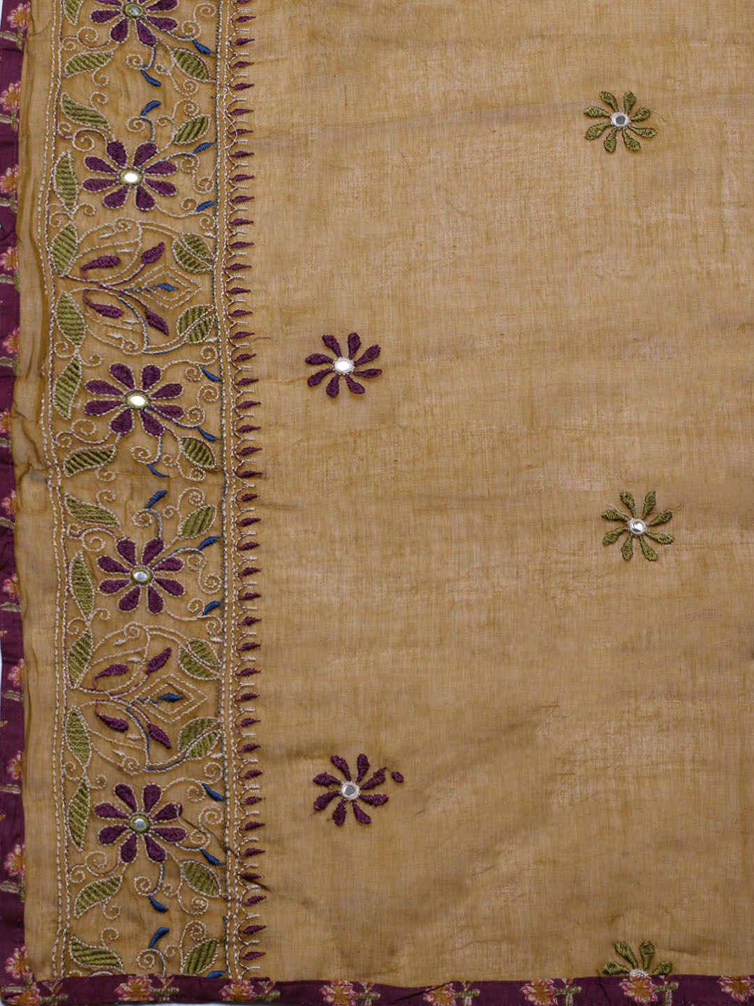 Embroidered Cotton Blend Unstitched Suit With Pant &amp; Dupatta