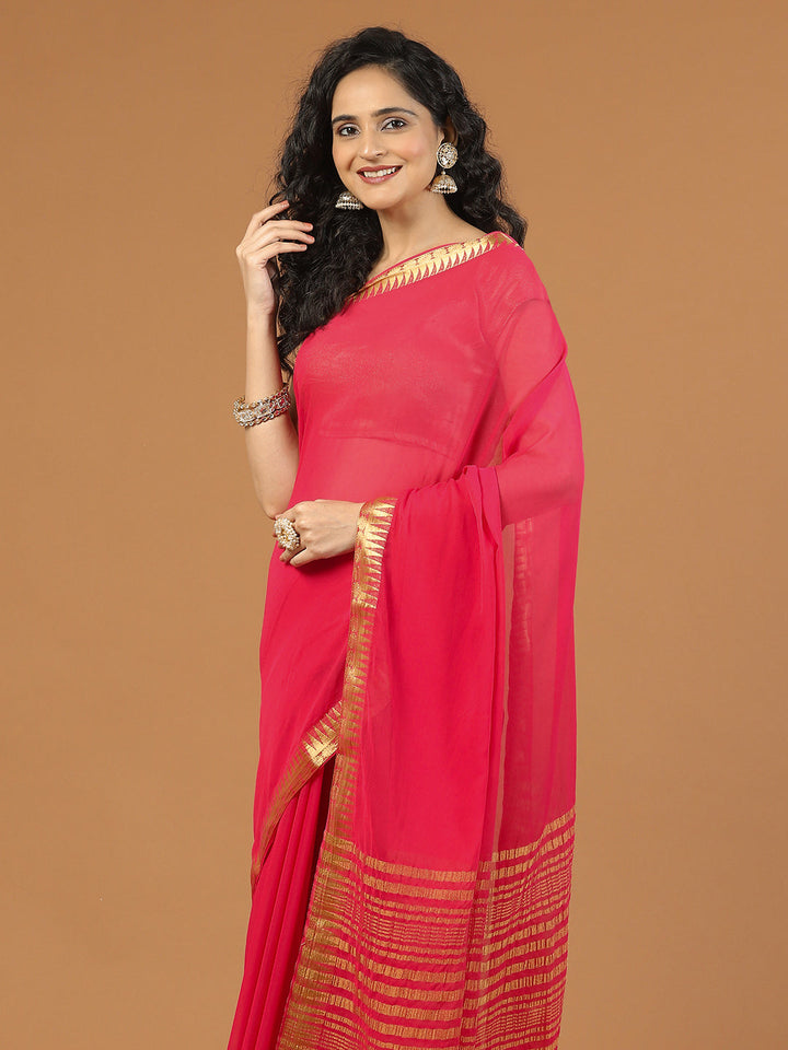 Zari Border Chiffon Woven Saree