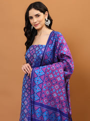 Patola Print Cotton Unstitched Suit Piece With Dupatta