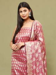 Woven Chanderi Unstitched Suit With Dupatta