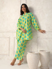 Floral Printed Cotton Blend Kurta With Pants